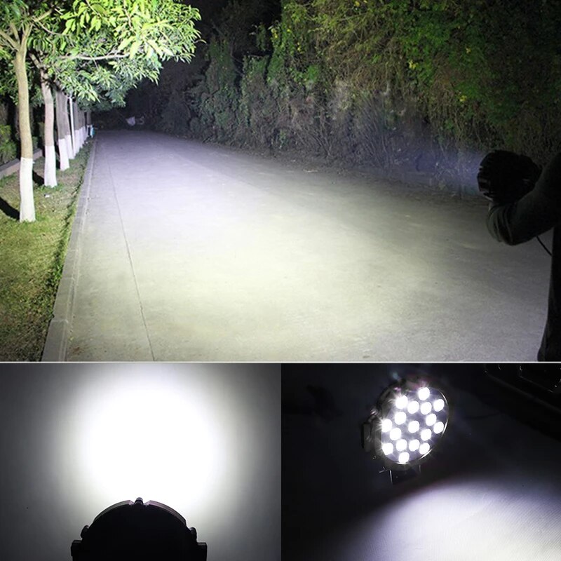 7 Inch 51 Watt Flood Round Led Bar Light 2 Pcs Set