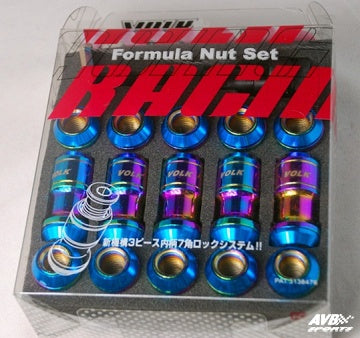 Universal Racing Multi-color and Blue Formula Steel Car Wheels Rims Lug Nuts 20 Pc Set