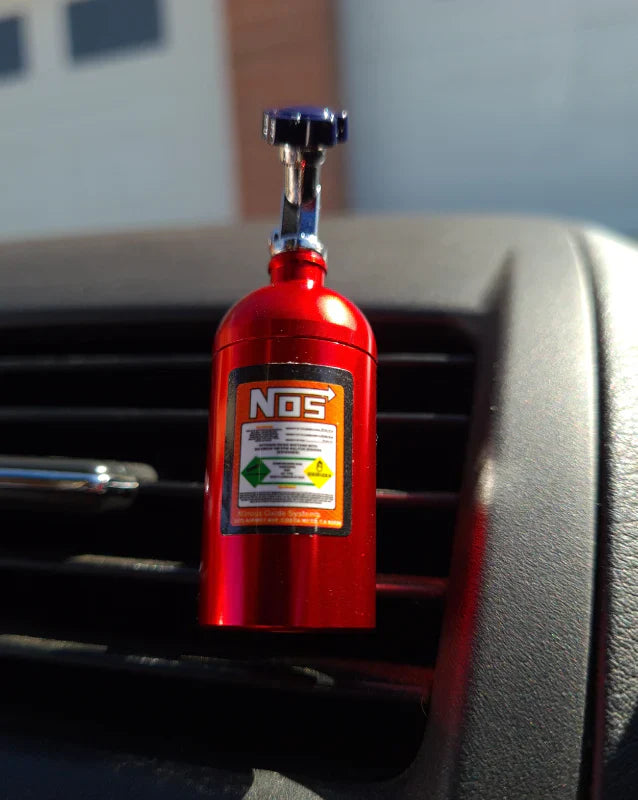 Universal Car Perfume Metal Simulation Nitrogen Bottle Decoration Accessory Nos Bottle for Car (Red)