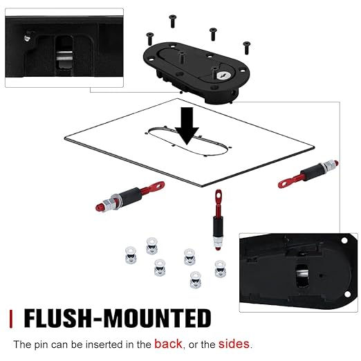 Universal Flush Hood Pins Engine Bonnet Latch Lock Kit Hood Lock ﻿Kit Car Cover Lock (Black)