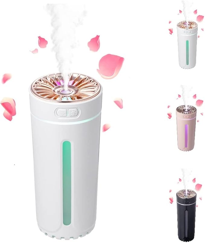 Wireless Air Humidifier Colorful lights Purifier 800mAh Rechargeable Cool Mist Maker For Car, Offices, And Home(White)