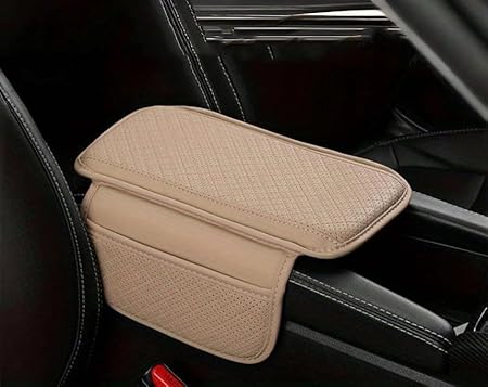 Universal Car Arm Pad PU Leather Armrest Seat Box Cover Protector 1 Pc(Beige)