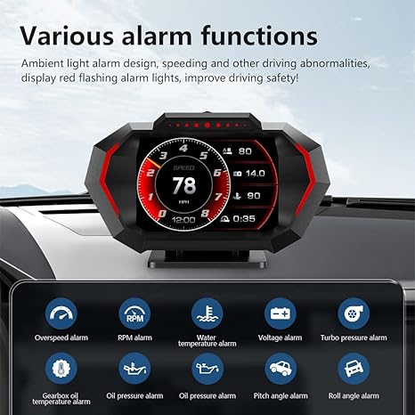 Universal P24 OBD2+GPS HUD Gauge Car Digital Head Up Display Speedometer Turbo RPM Alarm 1 Pc