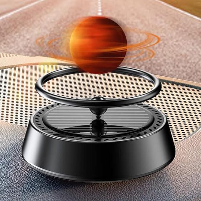 Universal Car Perfume Air Fresheners Solar Powered Rotating Planet Purifier, Galaxy Interstellar Ball for Interior Autorotation 1 Pc(Red)