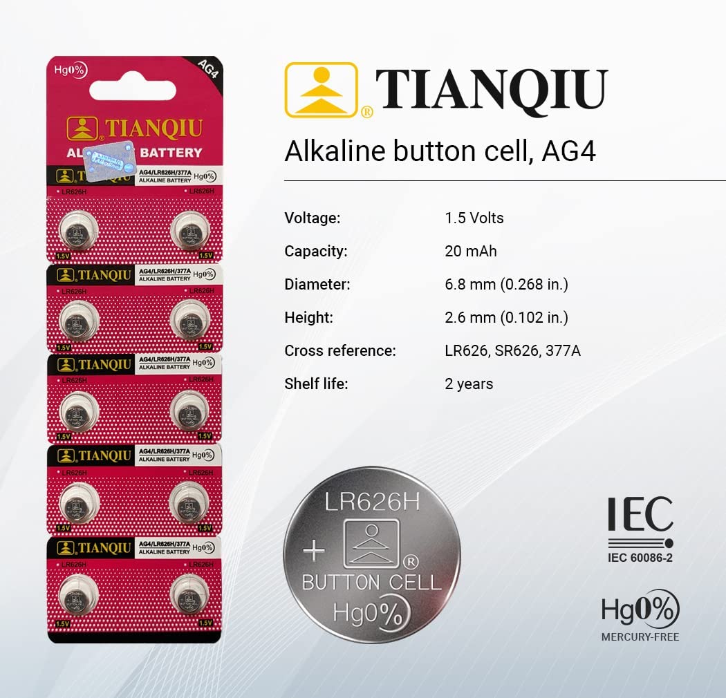 TIANQIU LR626H ALKALINE BATTERY CELL 10 PICS