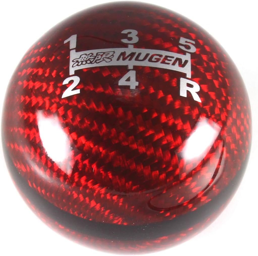 Universal Mugen Carbon Fiber 5 Speed Style Gear Shift Knob Manual Transmission Shifter Lever Stick(Red)