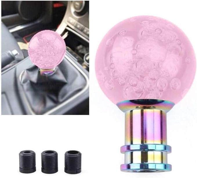 Universal Acrylic Round Ball Style Gear Shift Knob Manual Transmission Shifter Lever Stick(Pink)