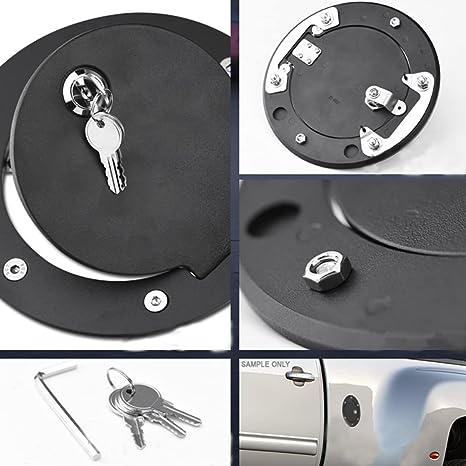 Universal Fuel/Gas Filler Door Tank Cap Cover Lock Matte Black Aluminum