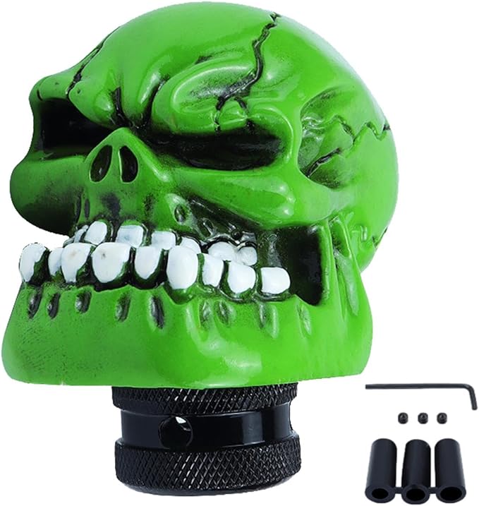 Universal Skull Shift Gear Knob Car Shifter Lever Most Manual Automotive Vehicles(Green)