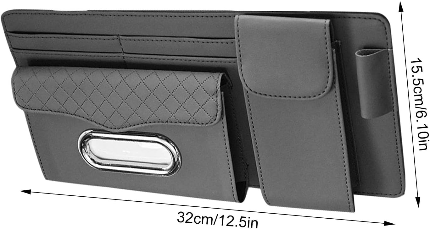 Universal Car Visor Storage Pocket Organizer Truck Visor Organizer Card Holder, Tissue Holder With Multi Pockets 1 Pc (Black)