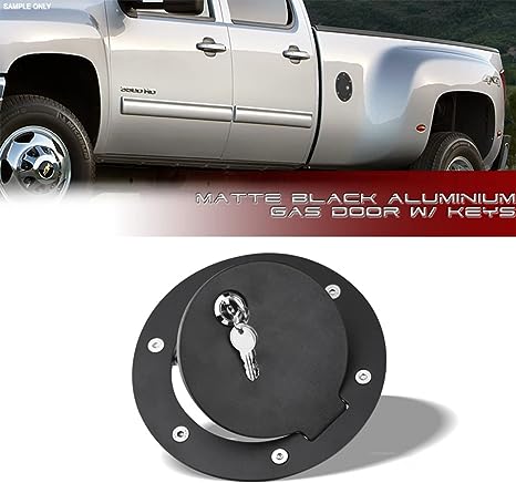 Universal Fuel/Gas Filler Door Tank Cap Cover Lock Matte Black Aluminum