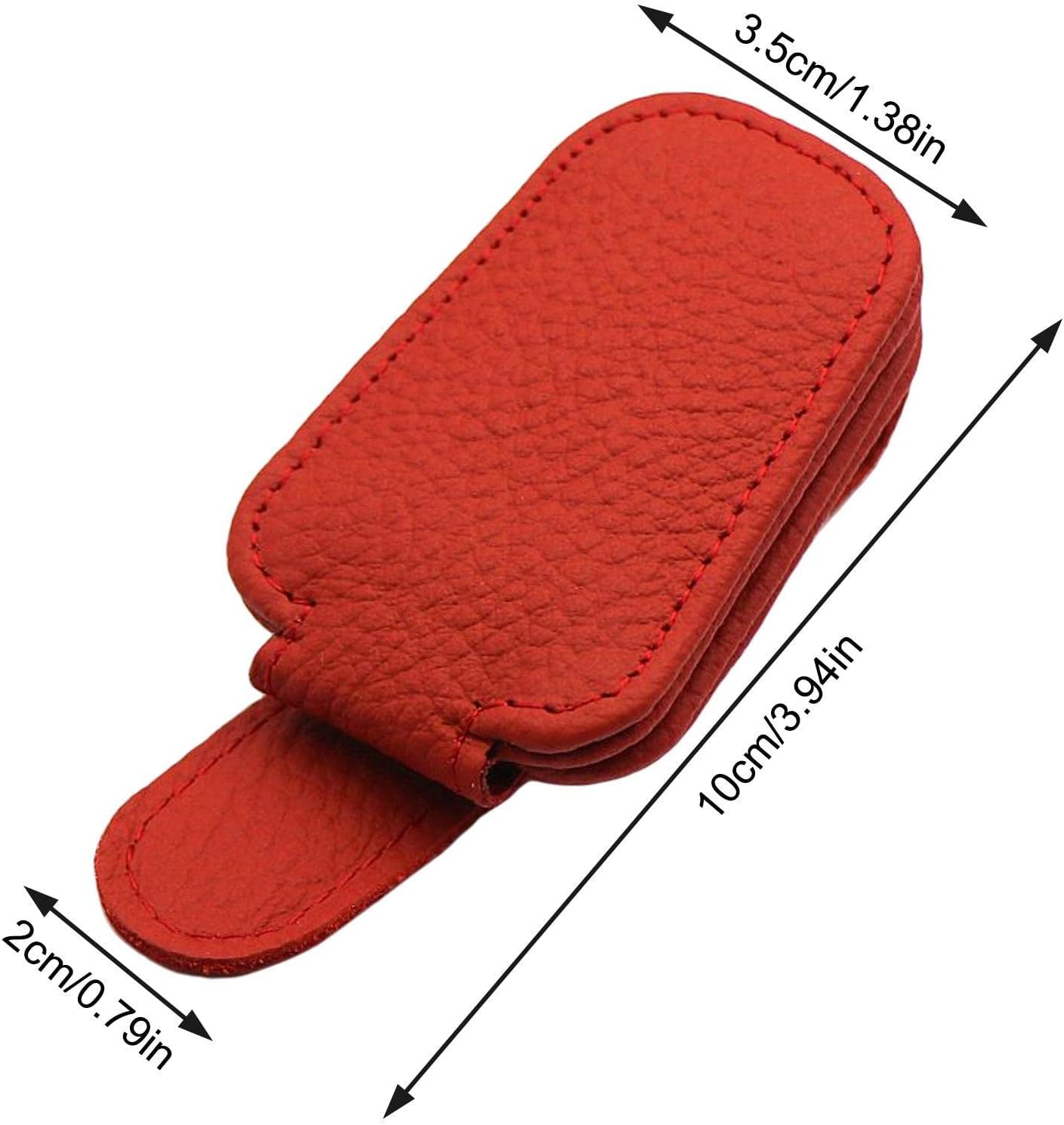 Universal Car Magnetic Sunglass Holder Magnetic Soft PU Leather Sunglass Holder Accessories For Car 1 Pc (Red)