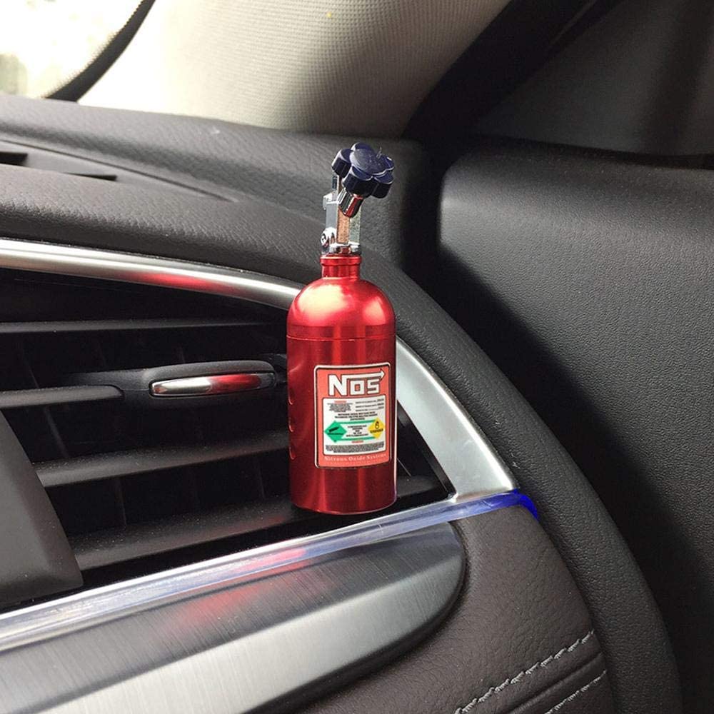 Universal Car Perfume Metal Simulation Nitrogen Bottle Decoration Accessory Nos Bottle for Car (Red)