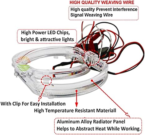 Universal Square LED Angel Eyes Rings Lights Super Bright Headlight Angel Eye 2 Pc (100mm)