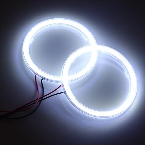 Universal Angel Eye Ring 90mm White Color With Cotton Plastic Cover LED For Car Headlight 2 Pcs Set