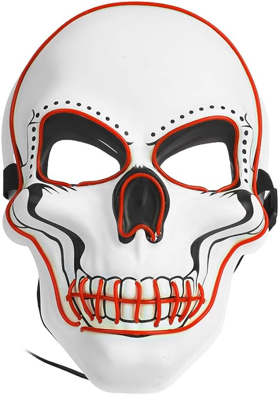 Universal Devil Head Neon Halloween Mask, Led Purge Mask 3 Lighting Modes For Costplay 1 Pc(Orange)