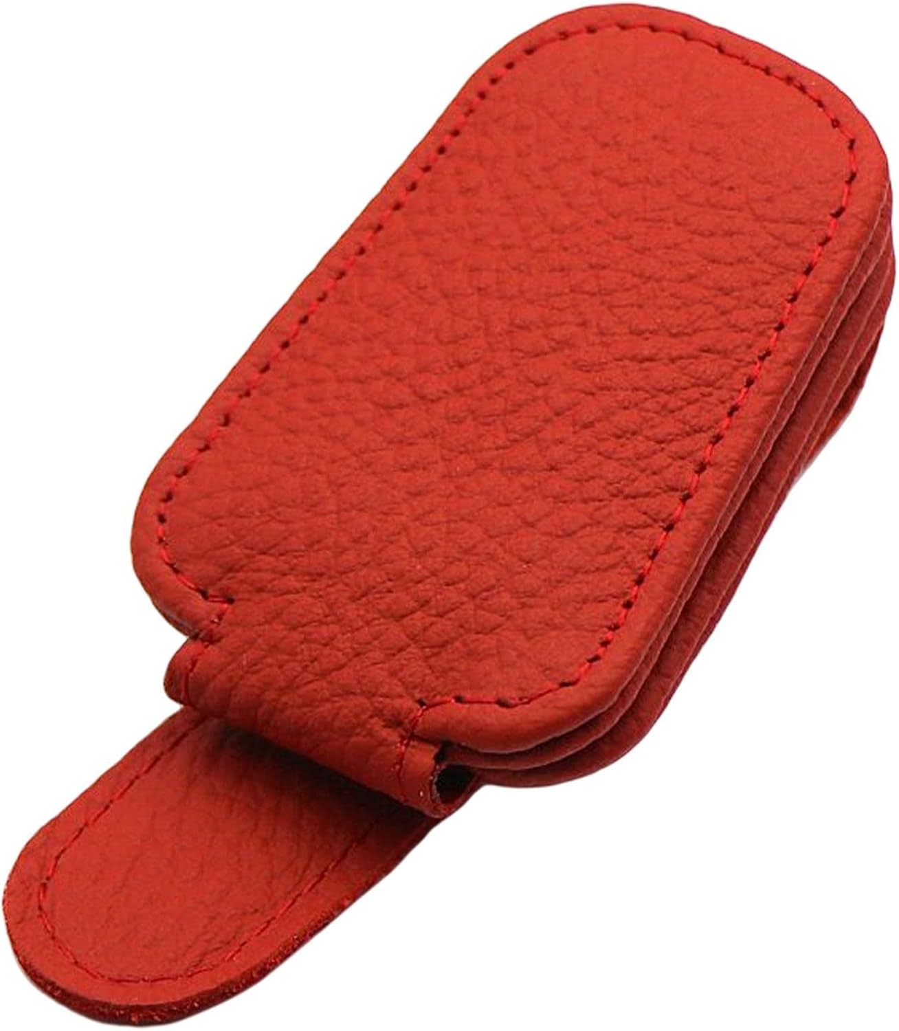 Universal Car Magnetic Sunglass Holder Magnetic Soft PU Leather Sunglass Holder Accessories For Car 1 Pc (Red)