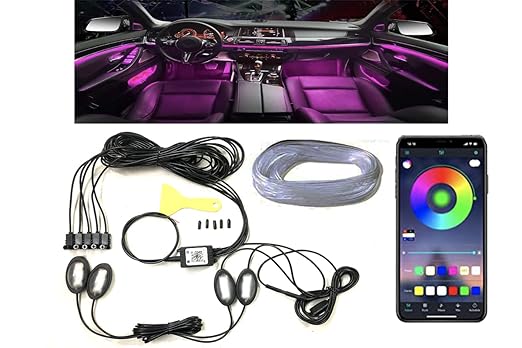 Universal 9 in 1 Ambient Light Car Interior Light Decoration Multi Colour With Mobile Operated