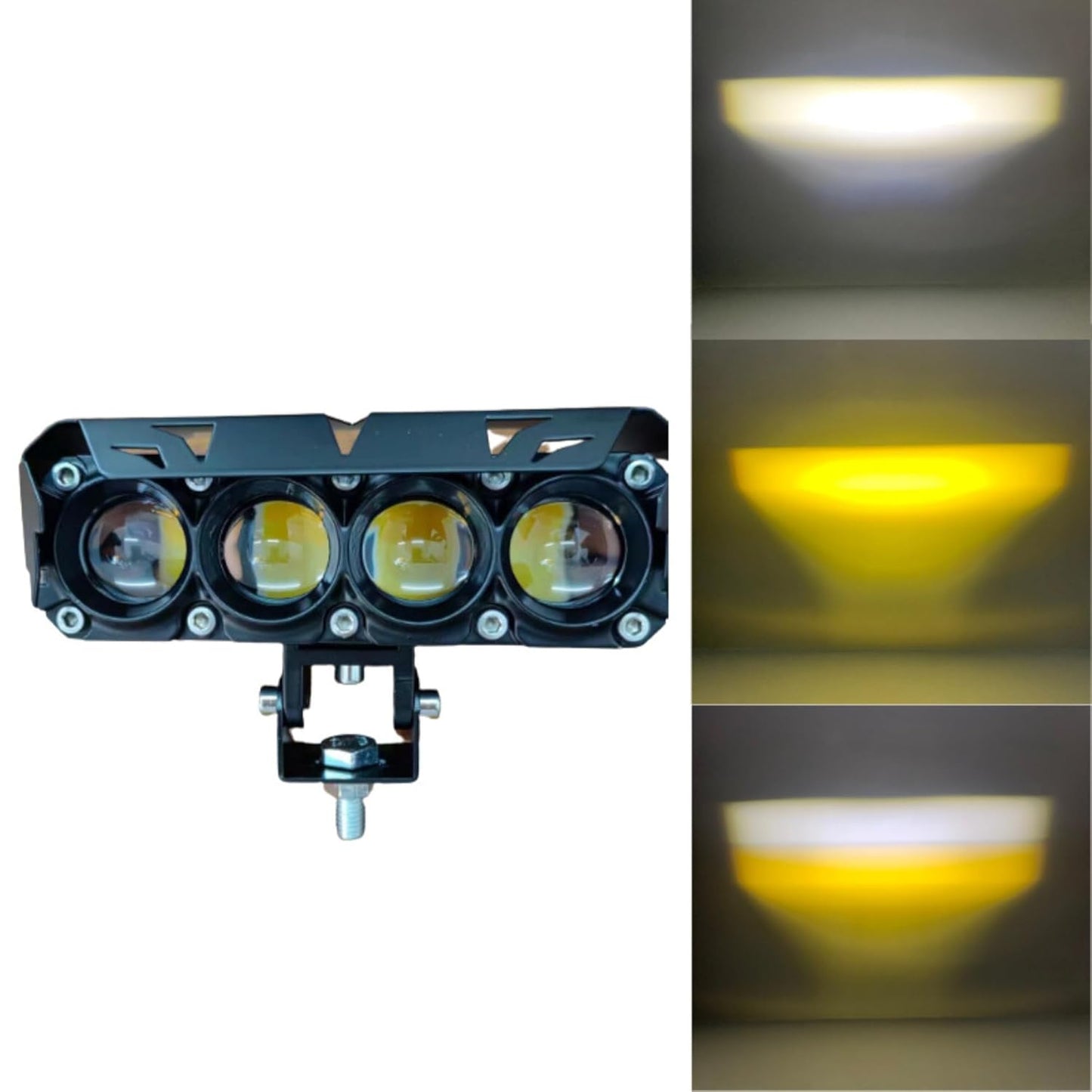 Universal 4 SMD Fog Light Dual Color With Metal Body 1 Pc