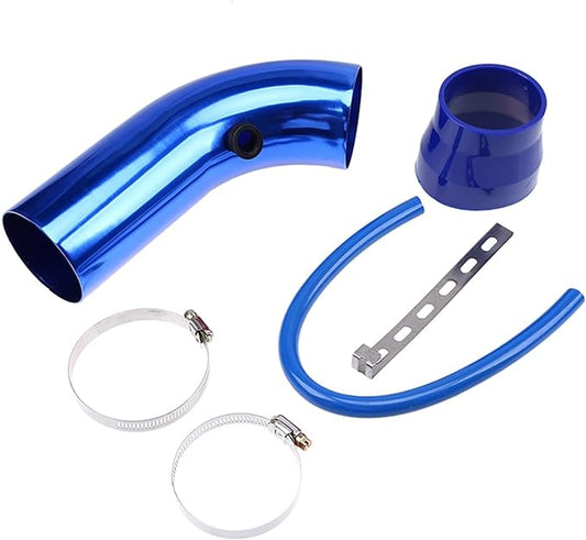 Universal Aluminum Air Intake Pipe / Hose Air Filter Intake System Duct Tube Kit (BLUE)