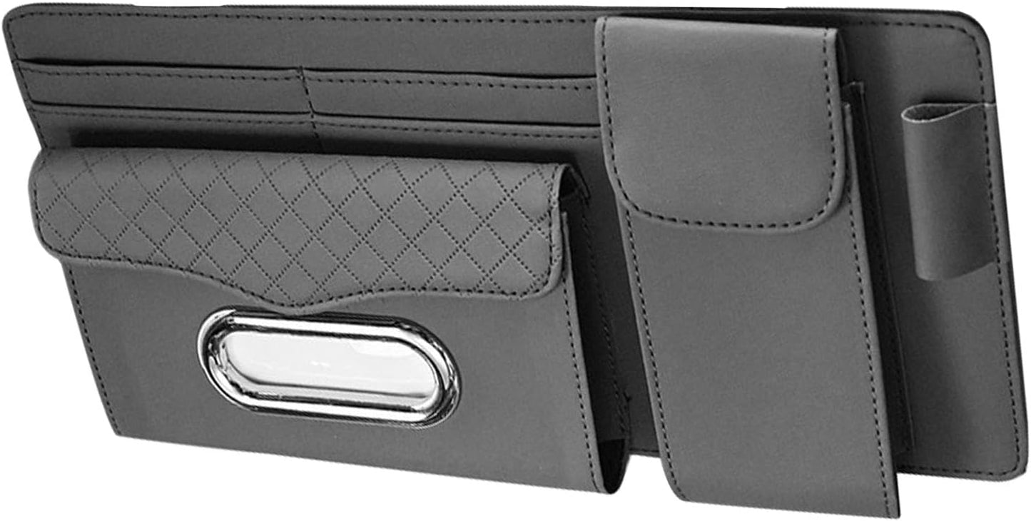 Universal Car Visor Storage Pocket Organizer Truck Visor Organizer Card Holder, Tissue Holder With Multi Pockets 1 Pc (Grey)