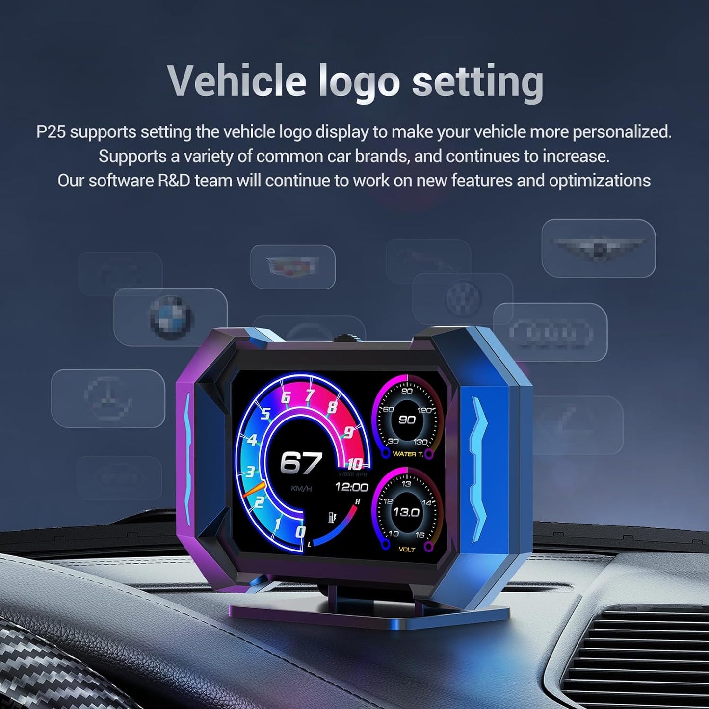 Universal P25 OBD2+GPS HUD Gauge Car Digital Head Up Display Speedometer Turbo RPM Alarm 1 Pc