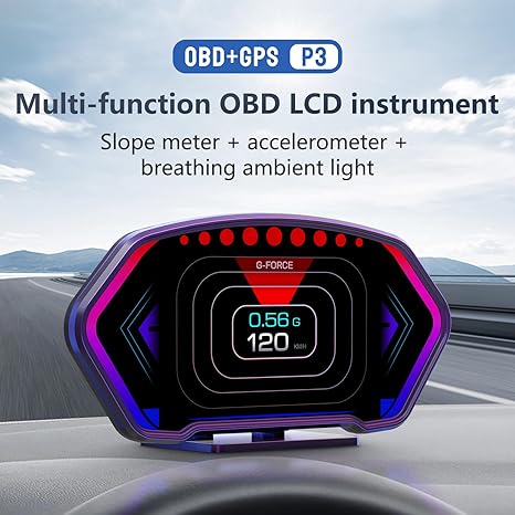 Universal P3 OBD2+GPS HUD Gauge Car Digital Head Up Display Speedometer Turbo RPM Alarm 1 Pc