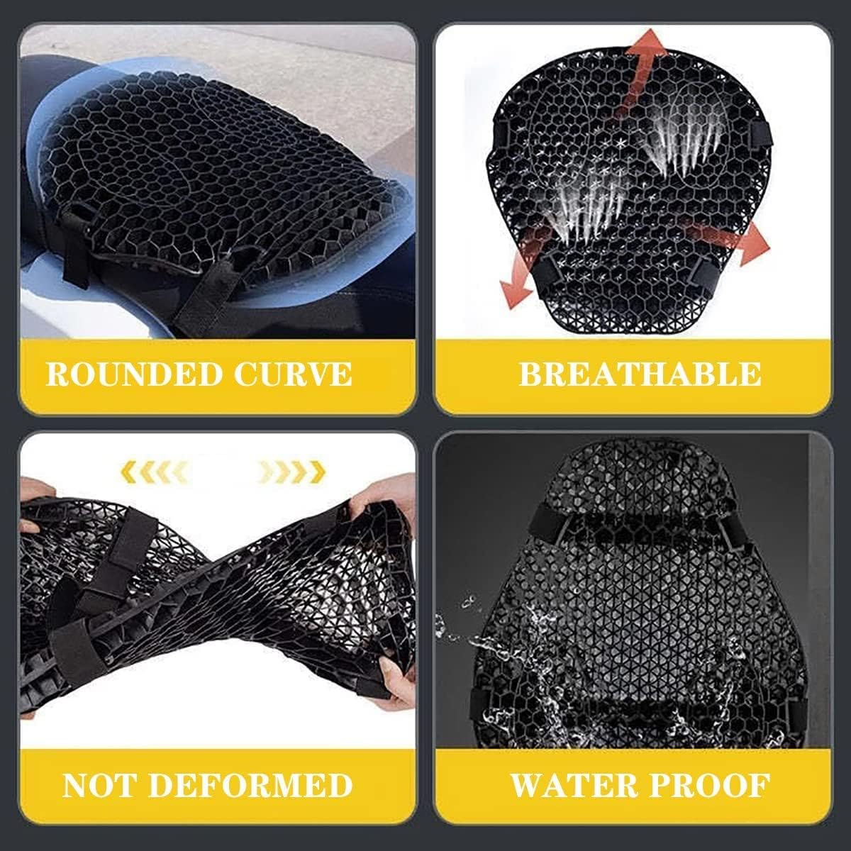 Universal Summer Motorcycle Silicone Seat Cushion Gel Honeycomb Shock Relief Massage Absorption Breathable 1 Pc