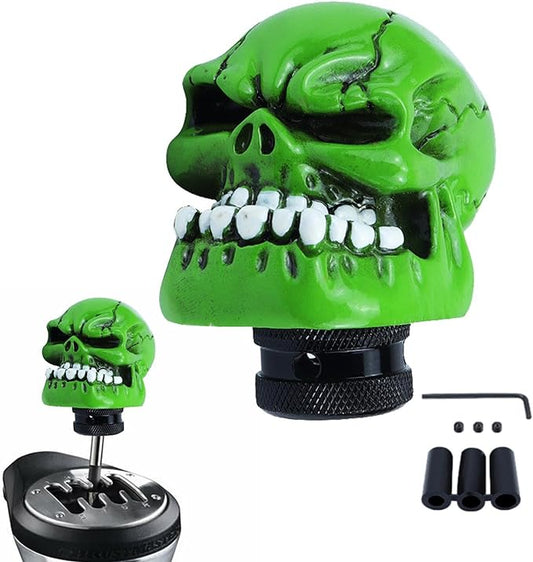 Universal Skull Shift Gear Knob Car Shifter Lever Most Manual Automotive Vehicles(Green)