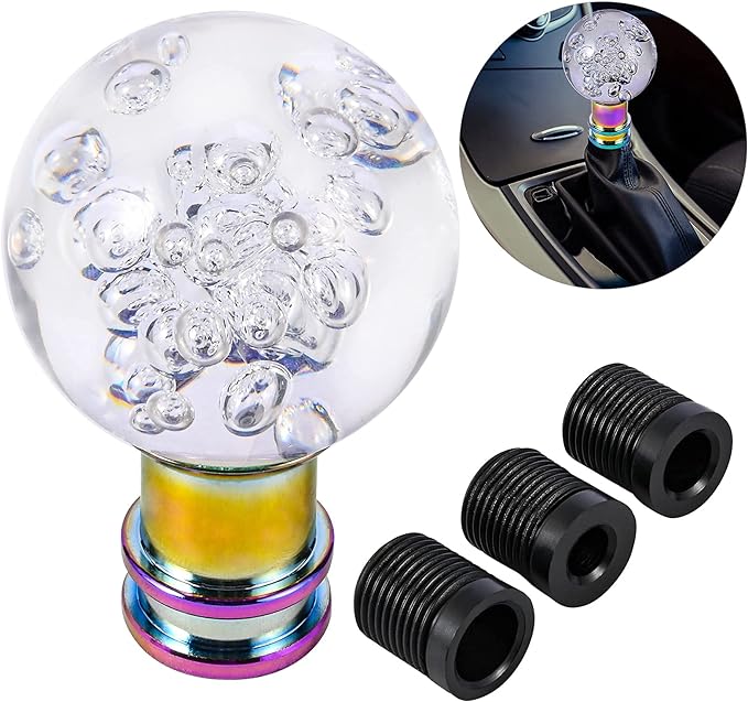 Universal Acrylic Round Ball Style Gear Shift Knob Manual Transmission Shifter Lever Stick(White)