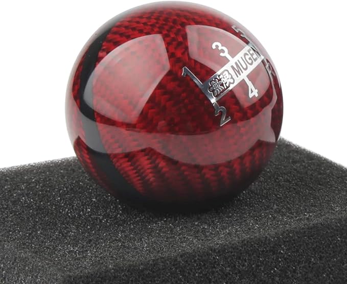 Universal Mugen Carbon Fiber 5 Speed Style Gear Shift Knob Manual Transmission Shifter Lever Stick(Red)