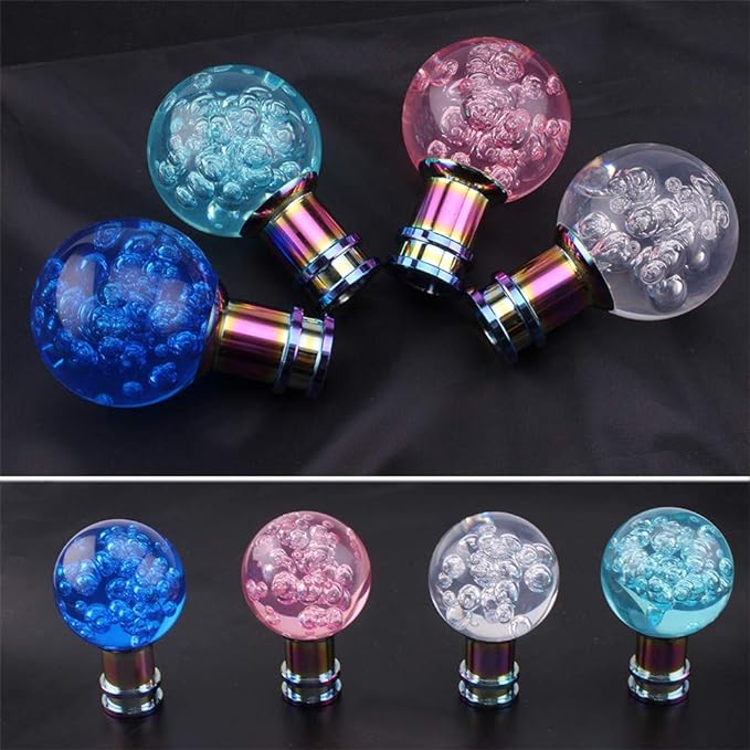 Universal Acrylic Round Ball Style Gear Shift Knob Manual Transmission Shifter Lever Stick(Pink)