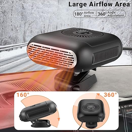 ﻿Portable Car Heater 12V Heating and Cooling Fan 360-degree Adjustable 120 Watt