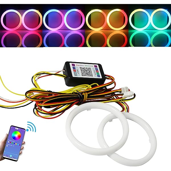 Universal Angel Eye Ring LIUHAWK Brand 90MM APP Control RGB LED for Car Headlight 2 Pcs Set