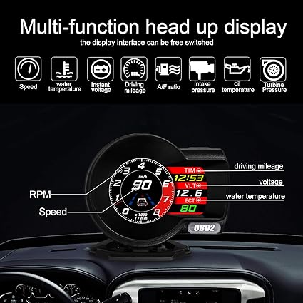 Universal F8 OBD2+GPS HUD Gauge Car Digital Head Up Display Speedometer Turbo RPM Alarm 1 Pc