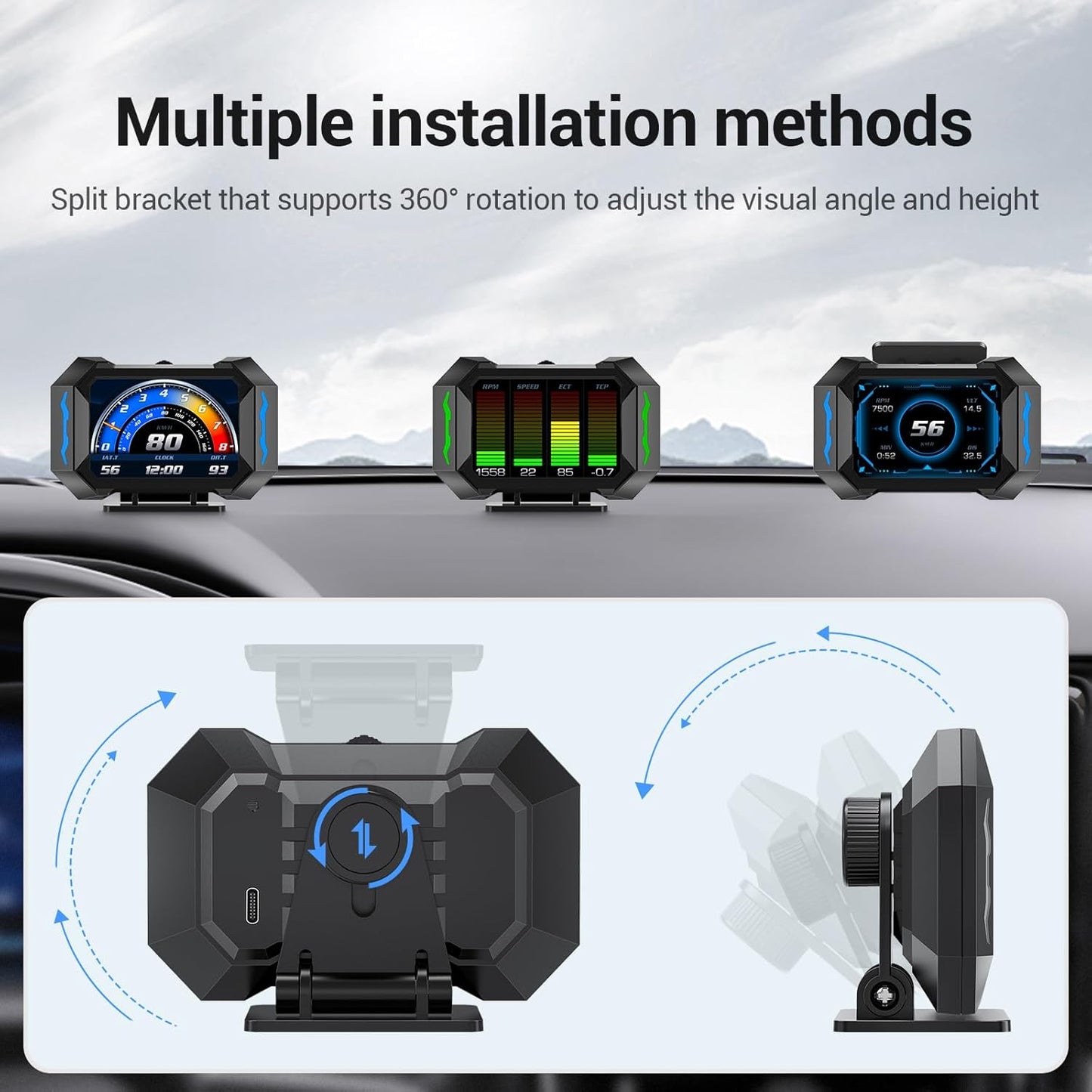 Universal P25 OBD2+GPS HUD Gauge Car Digital Head Up Display Speedometer Turbo RPM Alarm 1 Pc