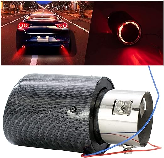 Universal Carbon fiber Light  Exhaust Muffler Tip with LED Light Stainless Steel Tip