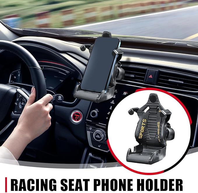 Universal Racing Seat Design Mobile Phone Holder Cell Phone Holder for All Cars 1 Pc(Yellow)