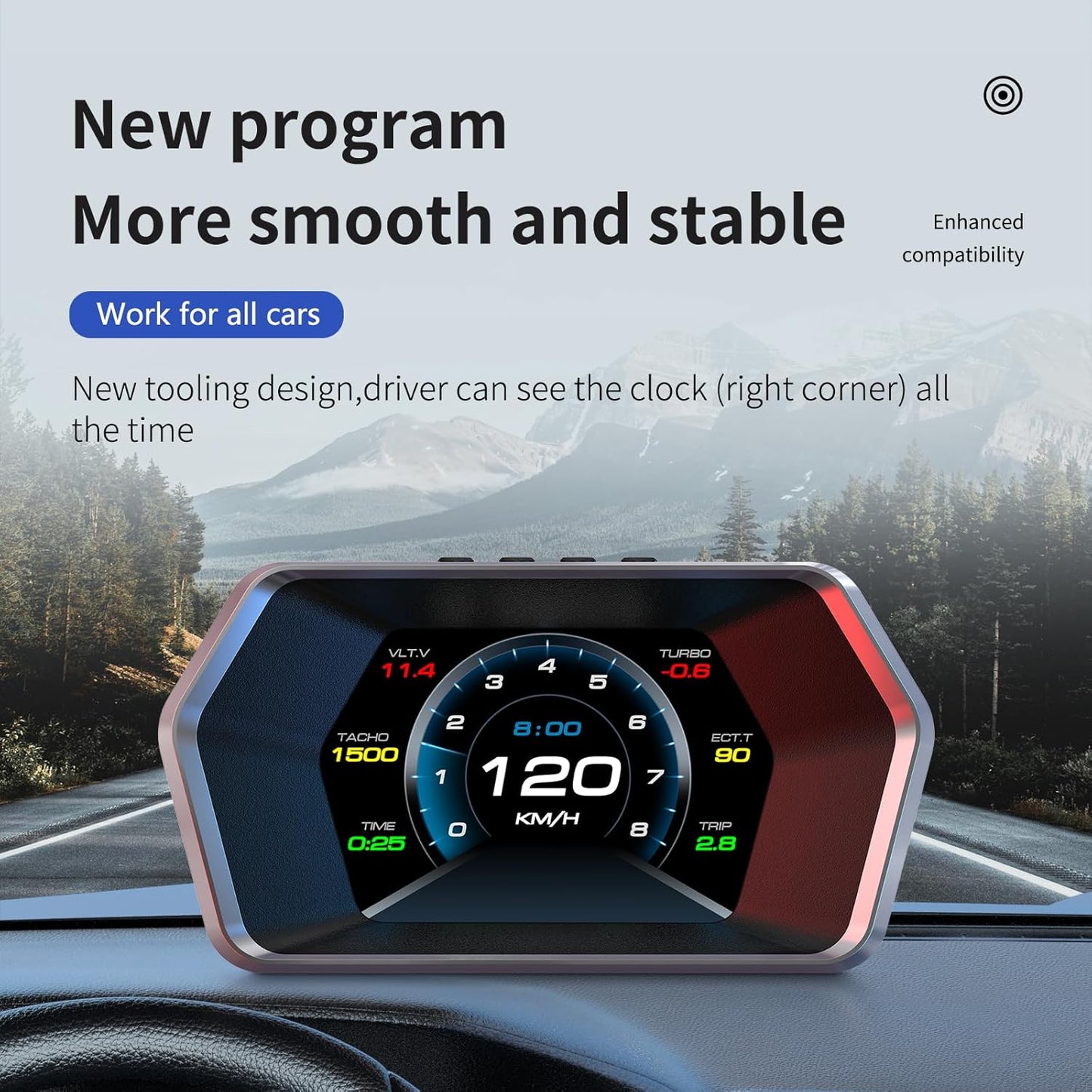 Universal P17 OBD2+GPS HUD Gauge Car Digital Head Up Display Speedometer Turbo RPM Alarm 1 Pc