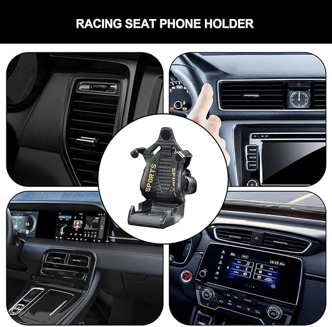 Universal Racing Seat Design Mobile Phone Holder Cell Phone Holder for All Cars 1 Pc(Yellow)