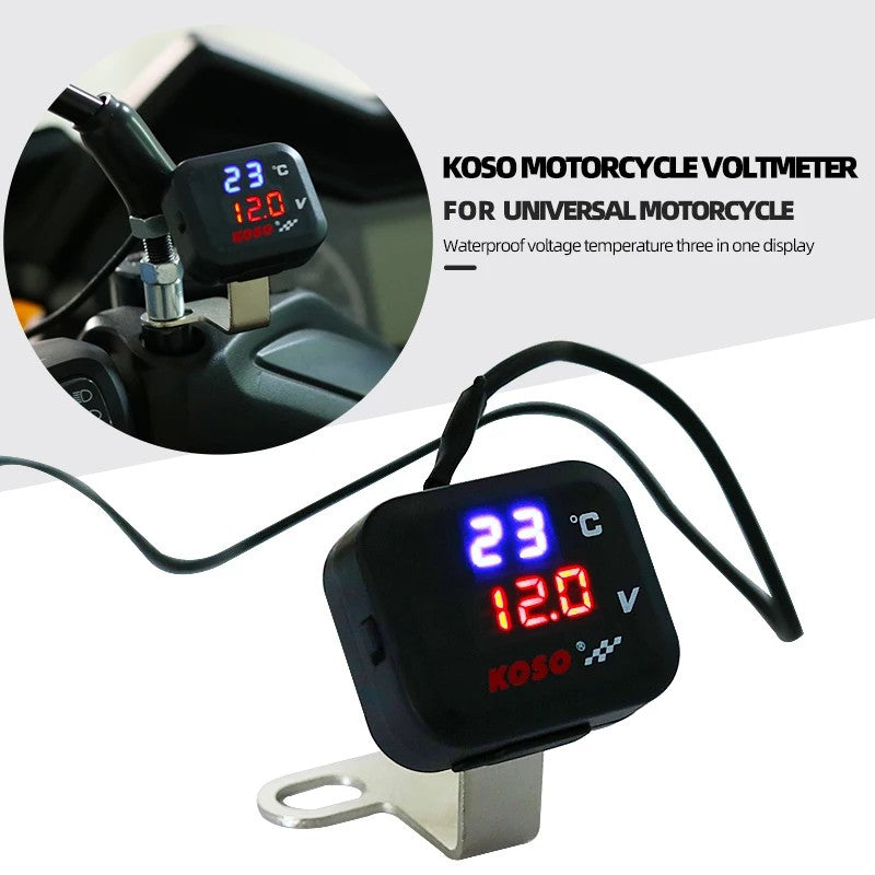 Universal 3 In 1 Digital Meter KOSO Voltmeter Temperature Voltage Display With USB Charge