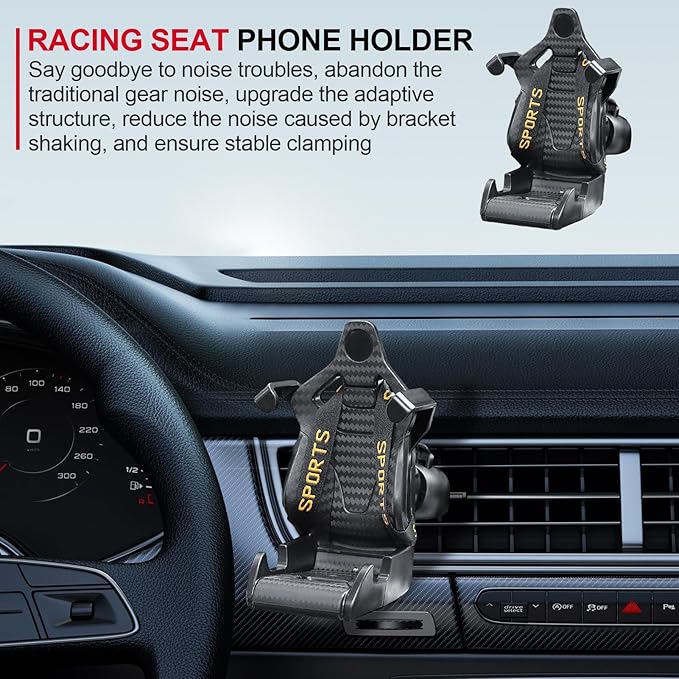 Universal Racing Seat Design Mobile Phone Holder Cell Phone Holder for All Cars 1 Pc(Yellow)