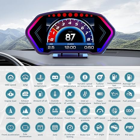 Universal P3 OBD2+GPS HUD Gauge Car Digital Head Up Display Speedometer Turbo RPM Alarm 1 Pc