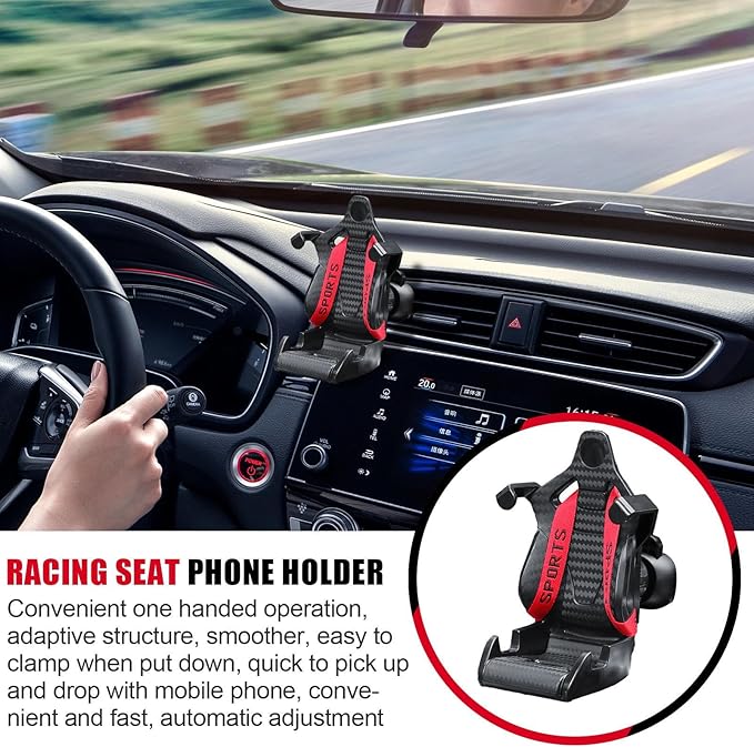 Universal Racing Seat Design Mobile Phone Holder Cell Phone Holder for All Cars 1 Pc(Red)