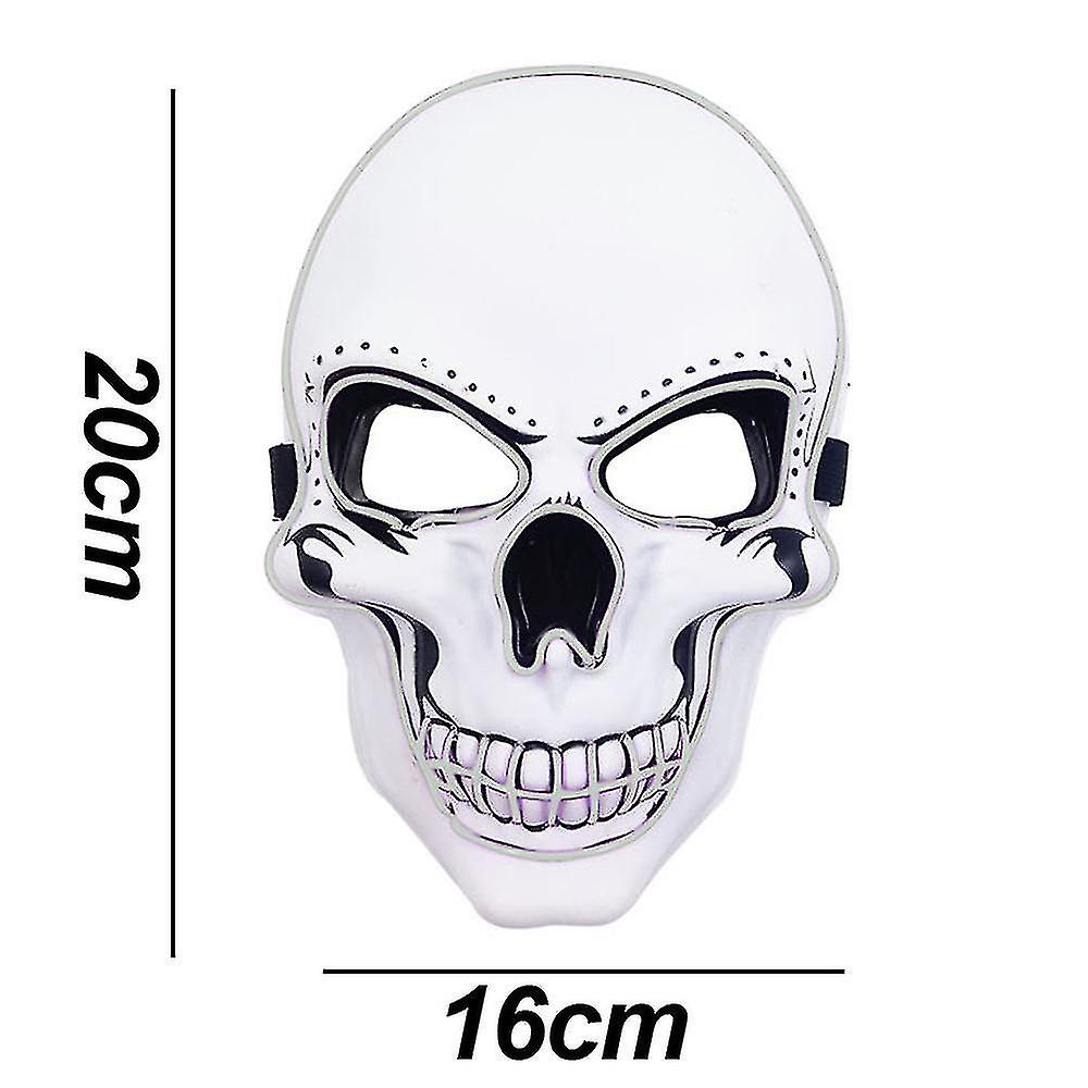 Universal Devil Head Neon Halloween Mask, Led Purge Mask 3 Lighting Modes For Costplay 1 Pc(White)