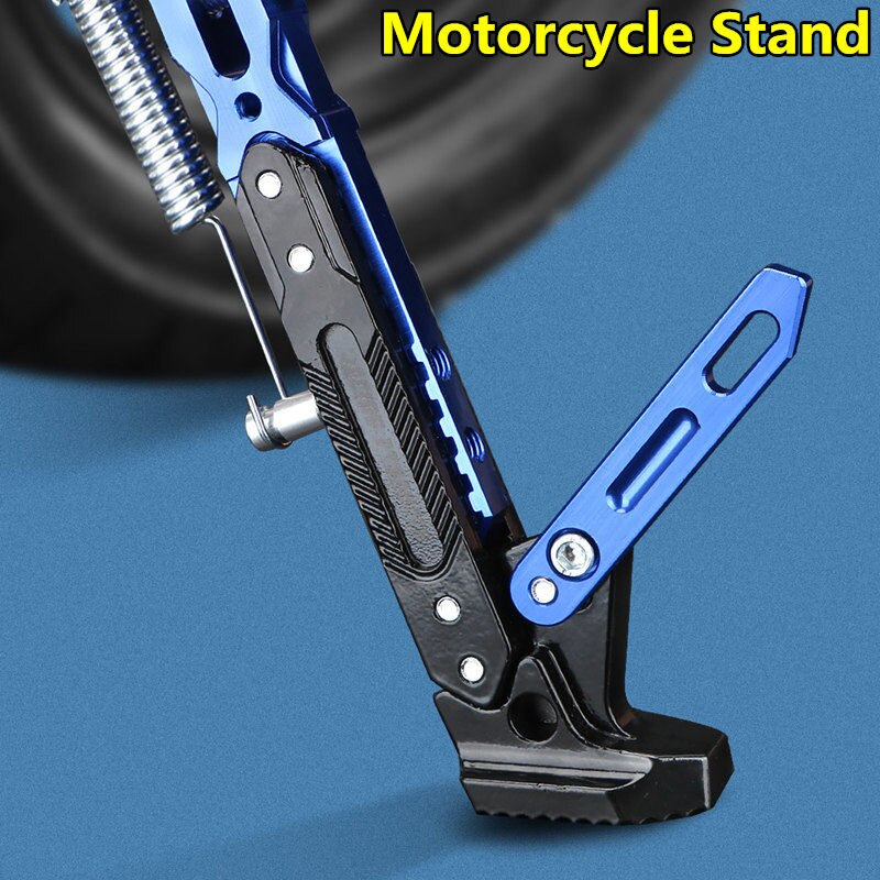 Universal Adjustable Aluminum Alloy Motorcycle Foot Side Support Stand Blue