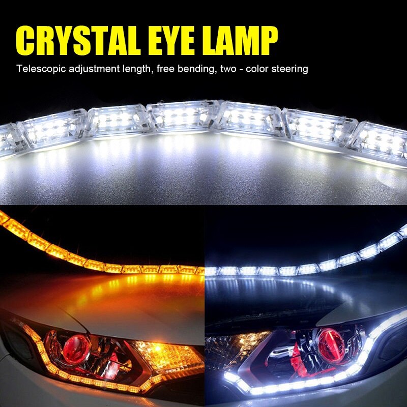 SNAKE DRL FLEXIBLE CAR DUAL LED LIGHTS CRYSTAL EYE LAMP 2 PCS SET