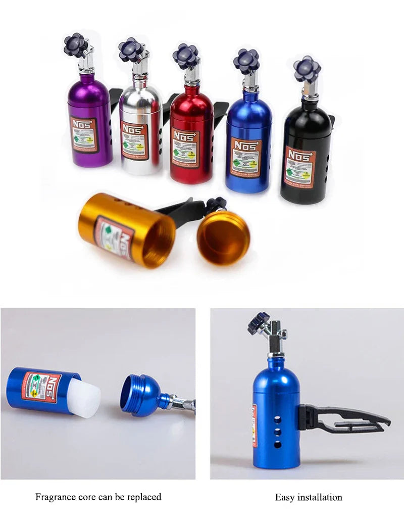 Universal Car Perfume Metal Simulation Nitrogen Bottle Decoration Accessory Nos Bottle for Car (Purple)