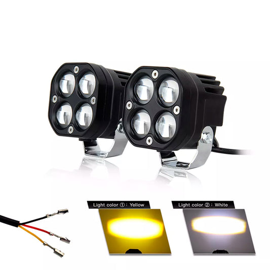 Universal LED Spotlight Light Quad  LED Fog Lens Headlight Motorcycle Sport Light For Car 2 Pcs Set