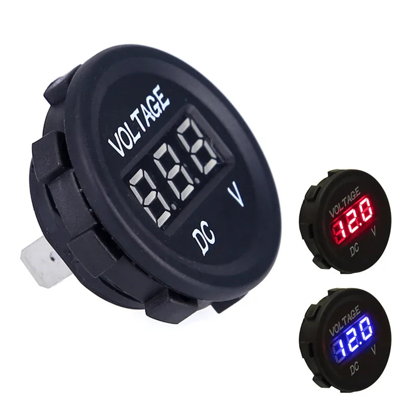 Universal Round Voltmeter Ammeter with Led Digital Panel, Monitor For Car 1 Pc